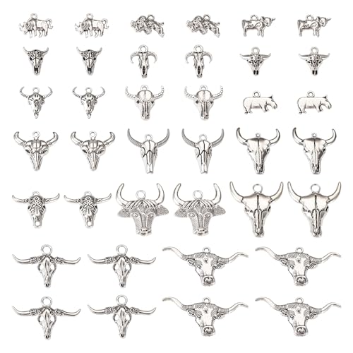Pandahall 68Pcs Alloy Cattle Head Charms Tibetan Style Alloy Cow ...