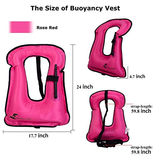 FORWEWAY Aufblasbare Weste,Schwimm Weste Schnorchelweste für Erwachsene und Jugendliche, Auftriebshilfe für Wassersport, Schnorcheln, Schwimmen, Surfen, 66-220 lbs(rosa)