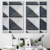 2 Piece Framed Canvas Wall Art Linear Patterns Canvas Prints Home Artwork Decoration for Living Room,Bedroom - 16