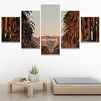SIGNWIN 5 Panel Canvas Wall Art Multicolor Nature Neon Photography Trees Tropical for Home Decorations Ready to Hang - 60