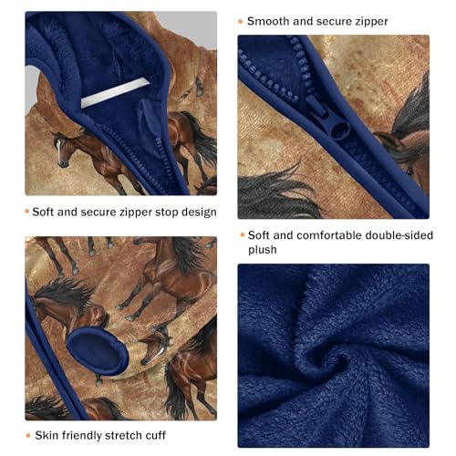 CHIFIGNO Brown Horses Toddler Boy Zip up Jacket Lightweight Comfy Sweatshirt Jacket 3T3