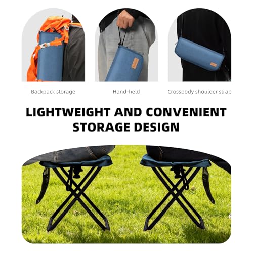 Image of 16-Inch Extra Tall Folding Camping Stool with 3 Storage Pockets