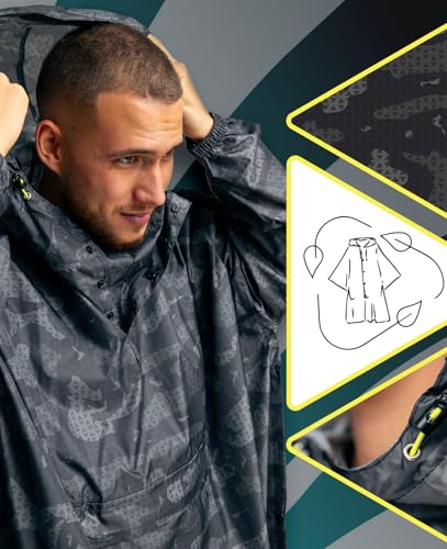 Jubi® Regenponcho Herren aus 100% Recycled Polyester | Grau | Nachhaltig, Leicht & Wasserdicht