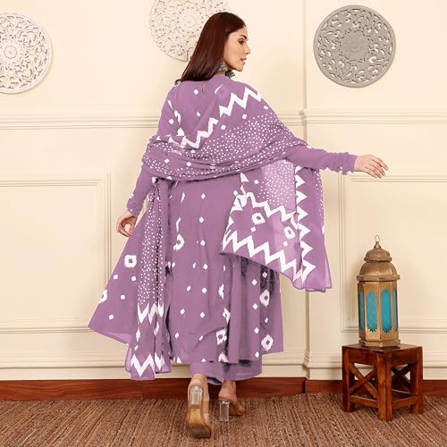 Image of ANNI Designer | Rayon Anarkali Printed Kurta with Pant & Dupatta | Cotton Kurta Set for Women | Stylish Co-Ord Set with Dupatta Ethnic Dress for Women