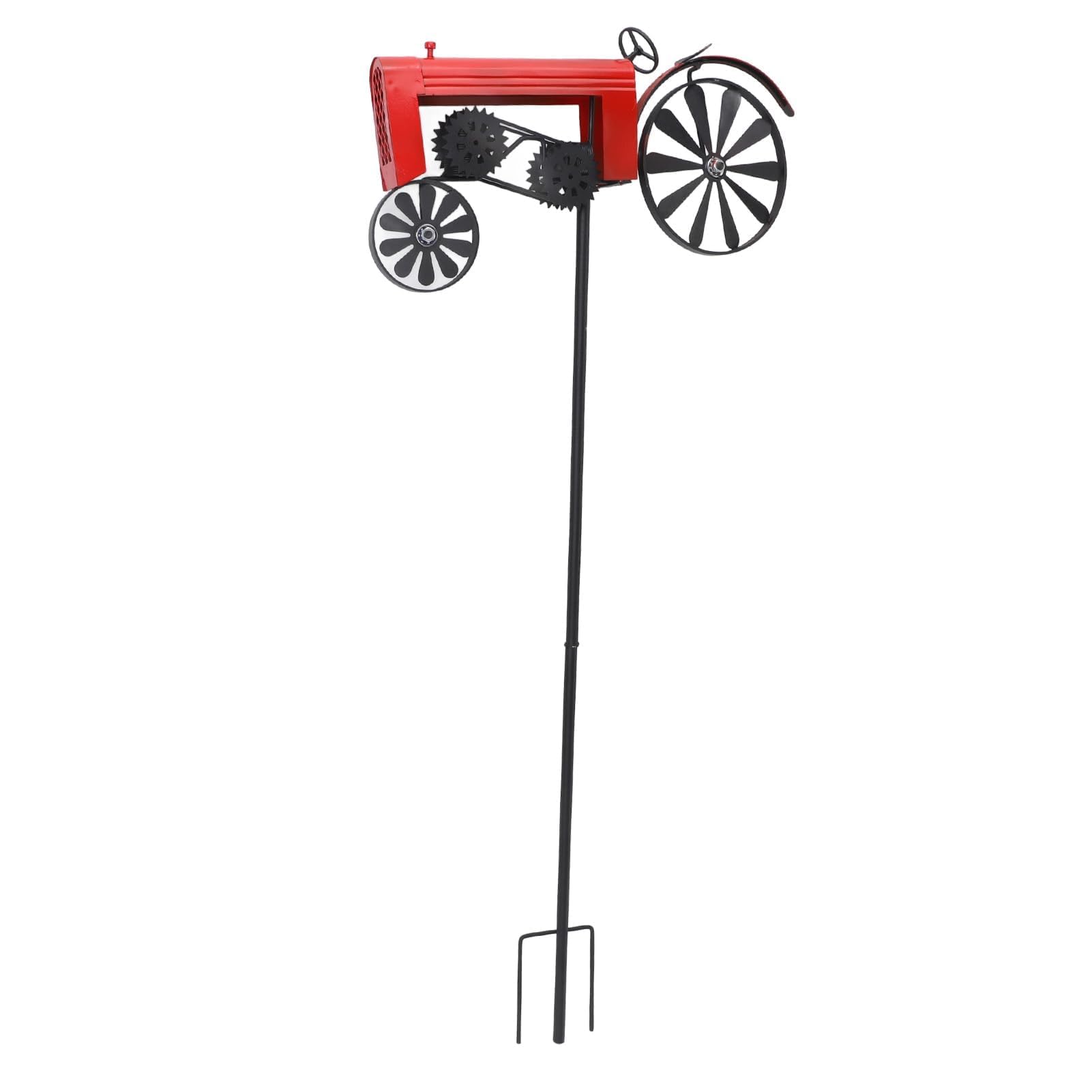 Molinillo de viento para tractor con estacas, molinete para decoración de jardín, dispositivos de pájaros, disuasorio para asustar a los pájaros lejos del patio, granja, estaca de metal al aire libre,