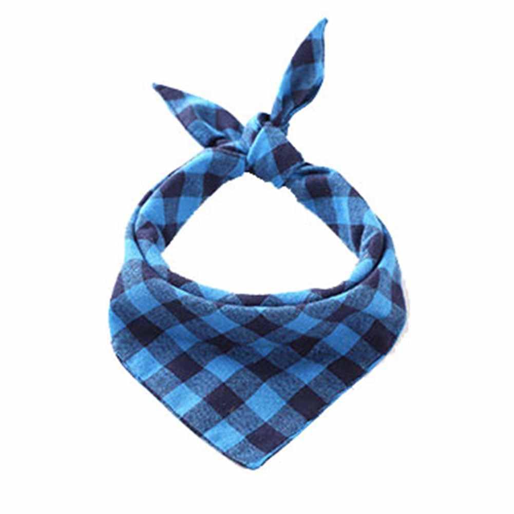 SHTGOI Pack of 2 Dog Bandanas, Classic Checked Neckerchief, Cotton Bandanas, Adjustable Triangular Scarf, Dog Handkerchiefs, Scarf for Small, Medium Dogs, Cats, Pets, Lake Blue,