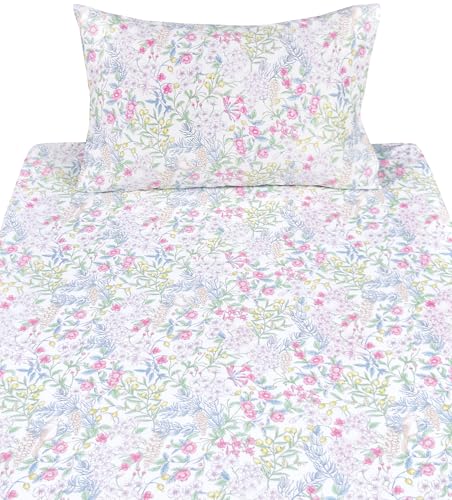 Image of Scientific Sleep Vine Flower Plants Leaves Wild Fruit Bird Vintage Floral 100% Cotton Bed Sheet Set Kids Girls Teen, Flat Sheet & Fitted Sheet & Pillowcase Bedding Set (Botanic Garden, Twin)