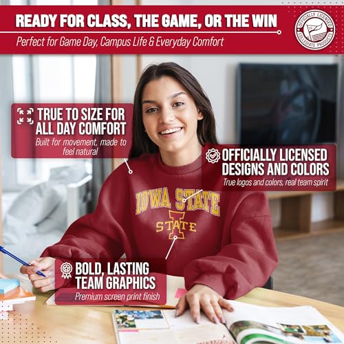 Image of NCAA College Sweatshirt Fleece Crewneck Pullover for Men and Women | Officially licensed NCAA college gameday crewneck pullover - 9 oz fleece lined sweatshirt with arch and logo design
