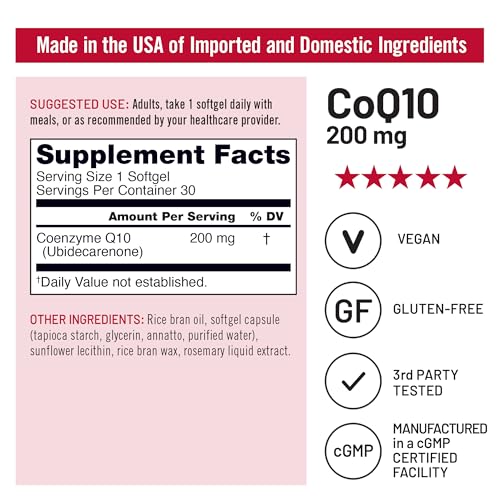 NatureWise CoQ10 200mg Softgels, High Potency Ubiquinone - Coenzyme Q10 Supplement - Antioxidant for Heart Health + Energy - Vegan, Non-GMO, Gluten-Free - 30 Count[1-Month Supply] - image 5