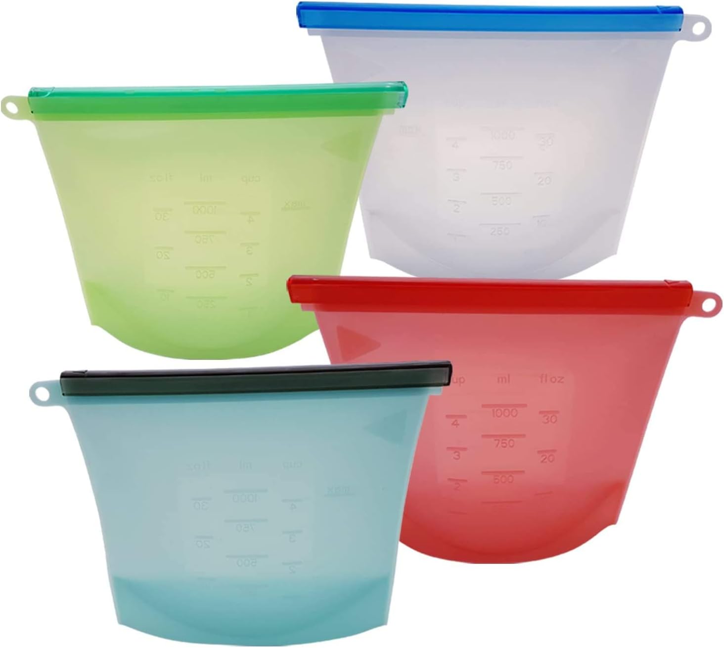 Reusable Silicone Food Storage Bag - Airtight Seal | ECO Friendly (4 Pack) with Free Silicone Food Wrap