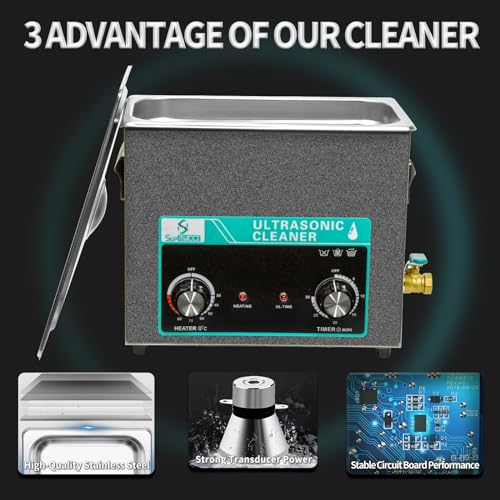 Suprucci SUPRUCCI-6LK Ultrasonic Cleaner - 6L 180W Sonic Parts Cleaner Machine With Heater Timer For Cleaning 3D Resin Printed, Parts, Carburetor thumb #5