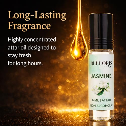 Image of Jasmine Attar 6ml | Long Lasting Floral Attar Perfume Oil | Non Alcoholic Jasmine Ittar | Premium Roll-On Fragrance for Men & Women Eid, Ramadan Gifts, Non Alcoholic & Vegan Fragrances