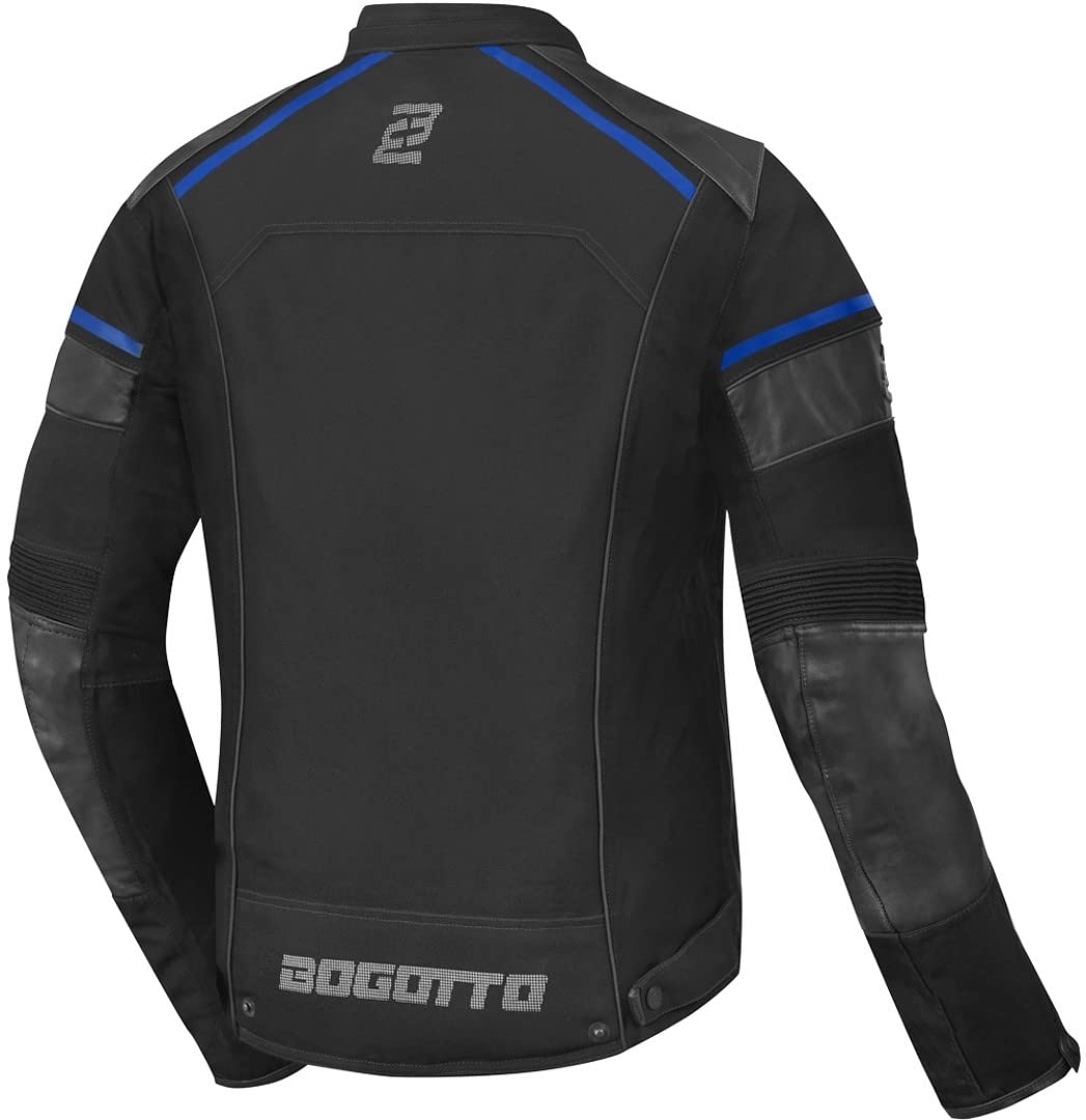 Bogotto Blizzard-X wasserdichte Motorrad Textiljacke, schwarz/blau, L | Wasserdicht
