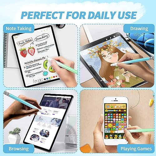 Universal Stylus Pens for Touch Screens (2 Pcs), High Sensitivity Fiber Tips, Compatible with Apple/iPhone/iPad/iOS/Android/Samsung Tablets and All Capacitive Touch Screens (Green+Blue)