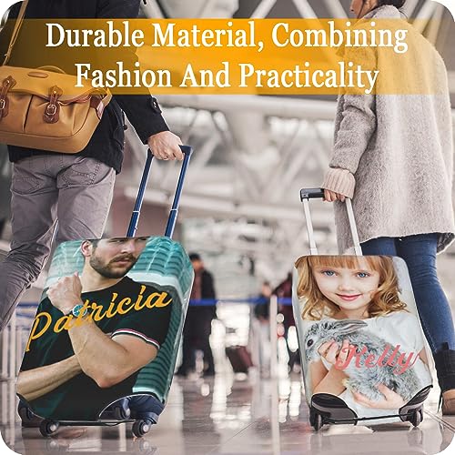 Custom Luggage Cover Personalized Luggage Cover Customize Your Photo Text Logo Name Double-Sided Elastic Washable Customizable Print Suitcase Sleeve Protector for Women Men for Travel (XL) 7