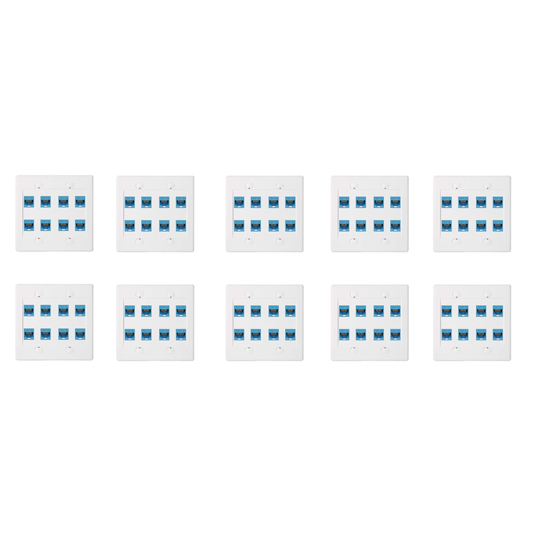 10X Plaque Murale Ethernet 8 Ports - Double Gang Cat6 RJ45 Jack Câble RéSeau FaçAde à - Bleu
