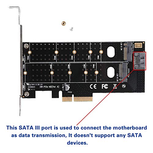 image for QNINE Dual M.2 PCIe Adapter, M.2 NVME SSD M Key or M.2 SATA SSD B Key 