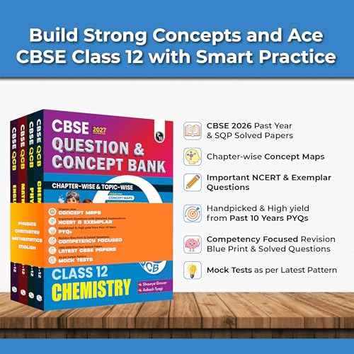 Image of PW CBSE Question & Concept Bank (QCB) Class 12 Physics, Chemistry, Mathematics and English COMBO Set of 4 Books Chapterwise & Topicwise Solved Questions For 2027 Exams