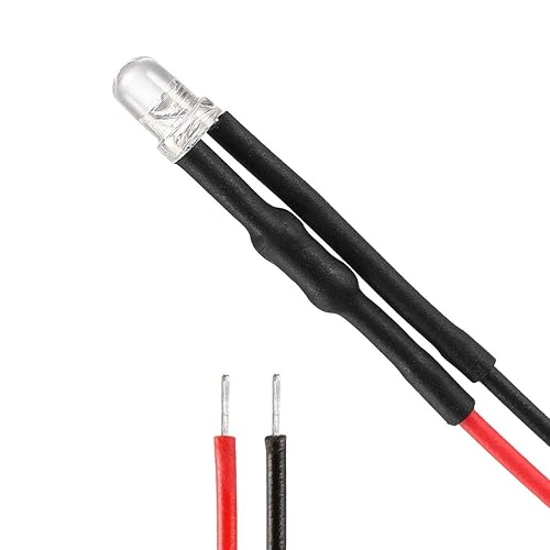 uxcell 10pcs 0.118 in pre cableado LED, naranja DC24V lente transparente, diodos emisores de luz