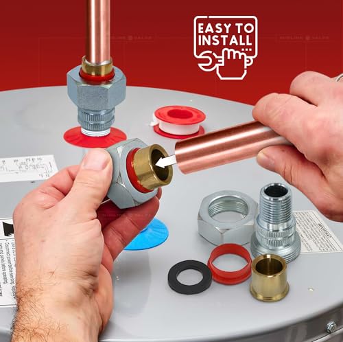 Image of Midline Valve EVNT3412-OM-5 Dielectric Union Pipe Fitting; 3 /4 in. x 1 /2 in. MIP x SWT ; Reduces Electrolysis; Brass x Stainless Steel (5 Pack)
