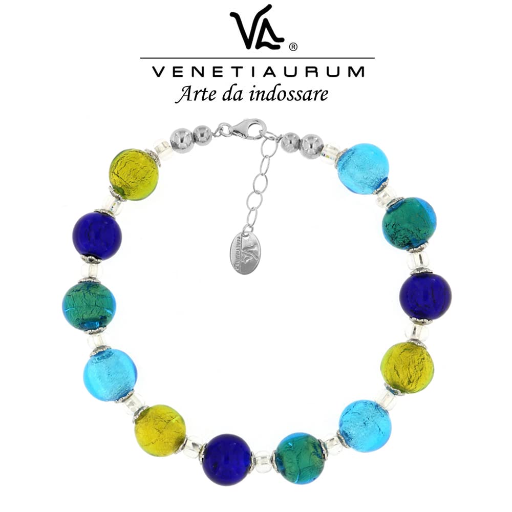 Venetiaurum - Bracciale per Donna Con Pietre Multicolore In Vetro Originale Di Murano E Argento 925 - Gioiello Made In Italy Certificato