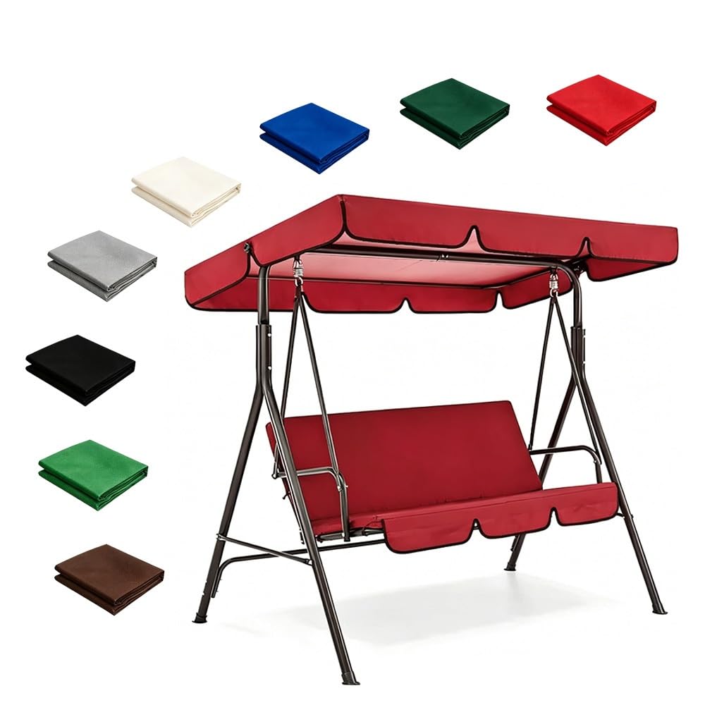 Toit De Balancelle De Jardin Auvent De Rechange pour Balancelle 195x125cm Housse De Remplacement Extérieure Balançoire 3 Places Imperméable Et Anti-UV(Red,77x49in-195x125cm)