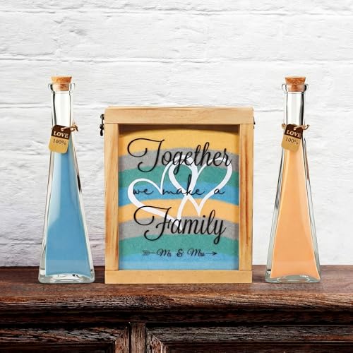 Blosssound Unity Sand for Wedding Ceremony Set Christian Unity Sand Ceremony Shadow Box and Vases for Religious Wedding Centerpiece Marriage Bridal Party Supplies (Colorful Romantic)