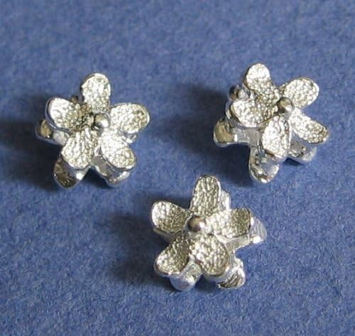 4 pcs .925 Sterling Silver Stardust/Satin Daisy Flower Spacer Beads/Connector/Findings/Bright