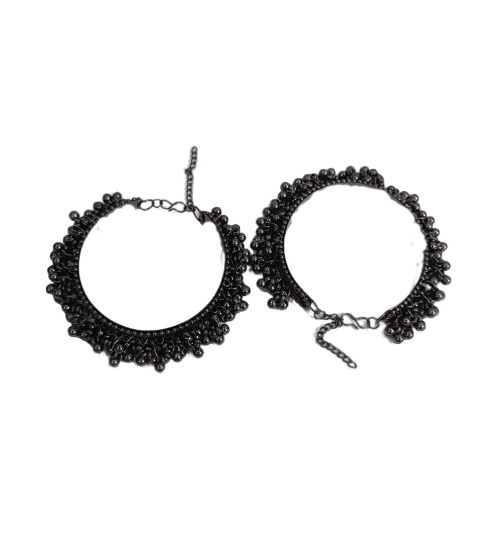 Oh Girl Black Oxidised Ghungroo Adjustable Bracelet/Kada for Women and Girls-Pack of 2 (B0CLH627YG) Amazon Price History, Amazon Price Tracker