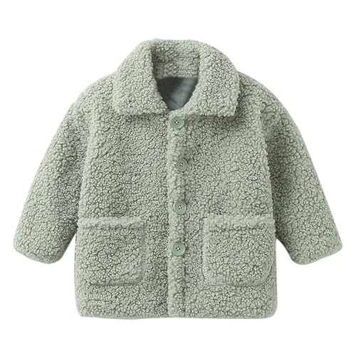 Thick Fluff Coat for Boys Girls Single Breasted Lapel Collar Fleece Coats Fall Winter Warm Outwear with Pocket