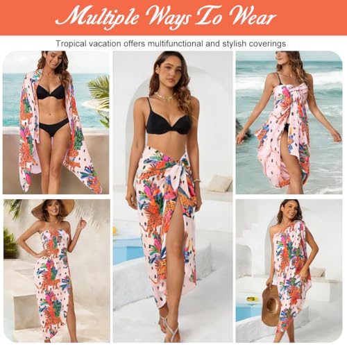 Image of SANNIDHI Chiffon Sarong for Women Beach Wear, High Slit Wrap Skirt 55 inchx45 inch