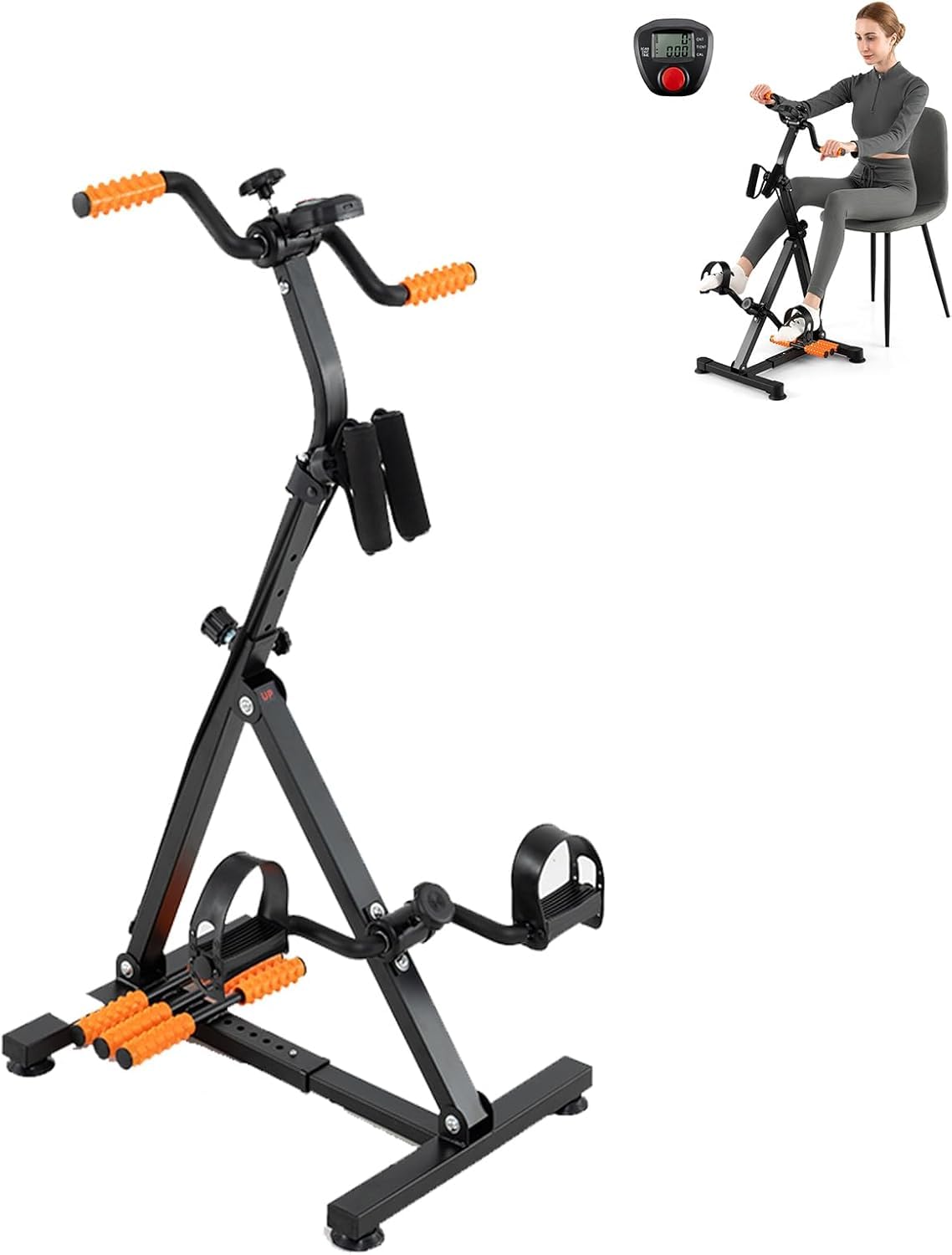 GYMAX Pedales Estaticos, Pedales Estaticos Personas Mayores de Brazos y Piernas, Pedaleador para Ancianos con Pantalla LCD, Resistencia Altura Ajustable, Ejercicio, Rehabilitación para Personas Mayore