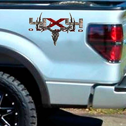 Miniatura 2 de Juego de calcomanías de camuflaje de 4 x 4 para camiones con arco y ciervos de caza de calavera