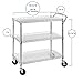 Seville Classics UltraDurable NSF Commercial Heavy Duty Metal Rolling Utility Cart, w/ Steel Shelves, Handle Bar for Restaurant, Garage, Warehouse, Kitchen, Office, Top Shelf (36