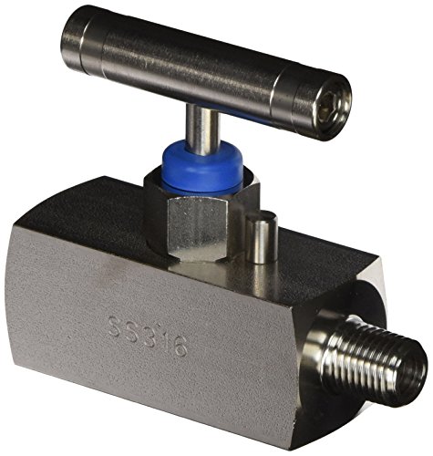 PIC Gauge NVL-SS-1/4-GS180-MXF 316 Stainless Steel Full Size Straight Needle Valve with Gas Service Seat, 1/4 Male NPT x…