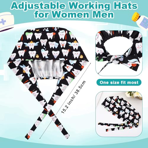 Image of Unittype 4 Pcs Nurse Caps for Women Nursing Working Caps with Button and Sweatband Adjustable Elastic Scrub Hats for Dentist