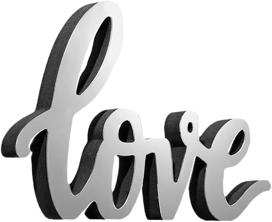 STOBAZA Love Decor Mirrored Letter Sign Acrylic Freestanding Desk Ornament for Home Office Decoration Unique and Creative Tabletop Love Sign Mirror Surface Decor