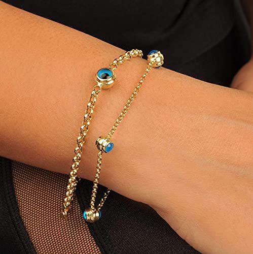 14k Solid Gold Evil Eye Bracelet, With Thicker or Thinner Rolo Chain Options, Perfect for Everyday U 14k Solid Gold Evil Eye Bracelet, With Thicker or Thinner Rolo Chain Options, Perfect for Everyday U