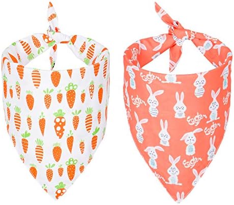 Adoggygo Easter Dog Bandana, Multiple Sizes Offered, Reversible Festival Pet Bandana Triangle Dog Scarf for Medium Large Dogs Pets (Large, Easter)