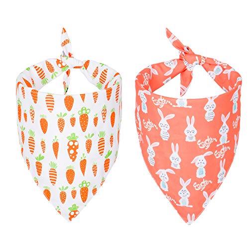 ADOGGYGO Easter Dog Bandana, Multiple Sizes Offered, Reversible Festival Pet Bandana Triangle Dog Scarf for Medium Large Dogs Pets (Large, Easter)