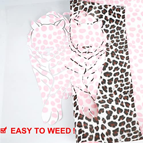 Image of FUNKAKA Heat Transfer Vinyl Leopard Print HTV Rolls, 12 inch x 9ft | Iron on Vinyl for T-Shirts Stretchy Thin Soft PU HTV Vinyl for All Cutter Machines Easy to Cut & Weed for DIY Design