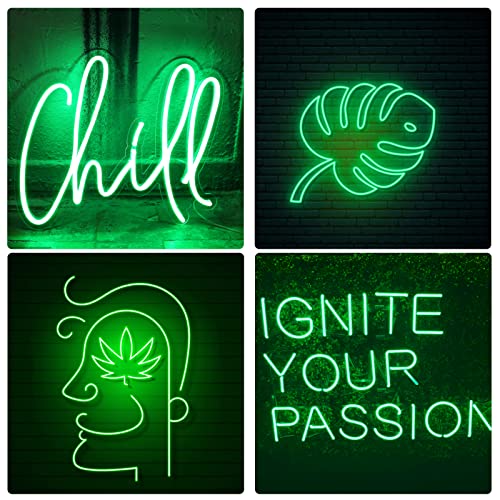 Image of Neon Rope Lights, 16.4ft Rope Lights with Dimmable Remote and Adapter, Waterproof Flexible Smart Led Strip Lights for Bedroom, Super Bright, DIY Neon Sign, Indoors Outdoors Wall Decor, Green