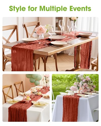 Pureegg 2 Pack Cheesecloth Table Runner 120 Inch Rust - image 9