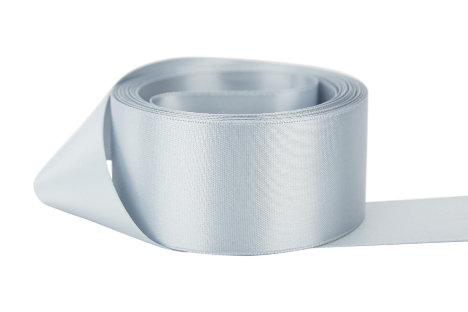Ribbon Bazaar Double Faced Satin - Premium Gloss Finish - 100% Polyester Ribbon for Gift Wrapping, Crafts, Scrapbooking, Hair Bow, Decorating &amp; More - 7/8" Silver 50yd Spool
