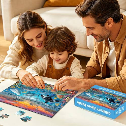 4 Packs 100 Piezas Rompecabezas para Niños Edades 4-6 6-8 8-10, Dinosaurios, Mundo Marino, Vida Salvaje y Sistema Solar, Rompecabezas de 100 Piezas, Regalos para Niños 15x10 pulg miniatura 6