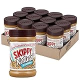Picture of SKIPPY Natural Creamy 1/3 Less Sodium & Sugar Peanut Butter Spread, 15 oz Jars (Pack of 12)– Gluten-Free, 7g Protein per Serving