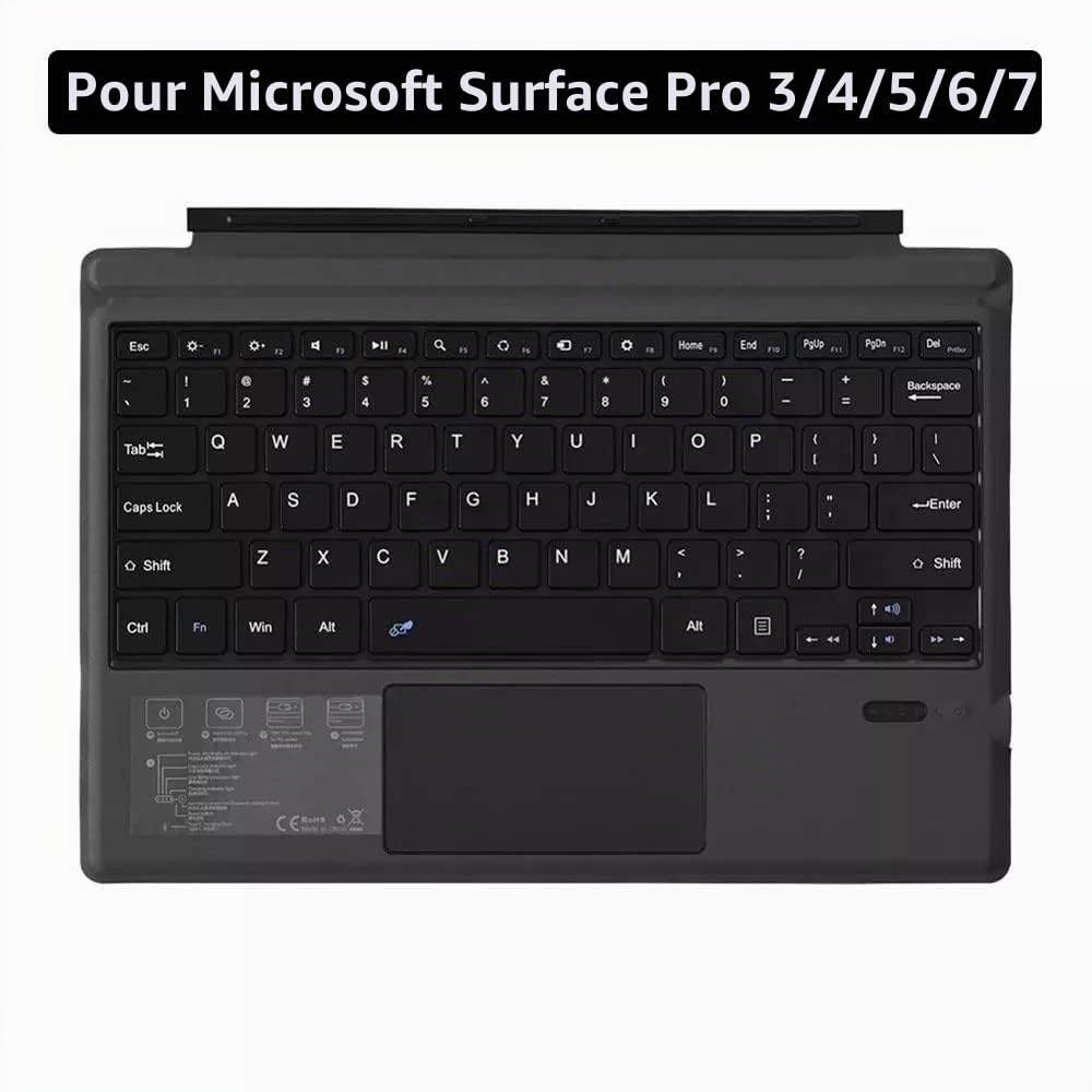 Clavier Bluetooth Compatible pour Microsoft Surface Pro 3/4/5/6/7 - Sans Fil 3.0 Style Machine à Écrire pour Ordinateur PC, Téléphone Intelligent, Tablette - USB Clavier de Jeu (QWERTY)