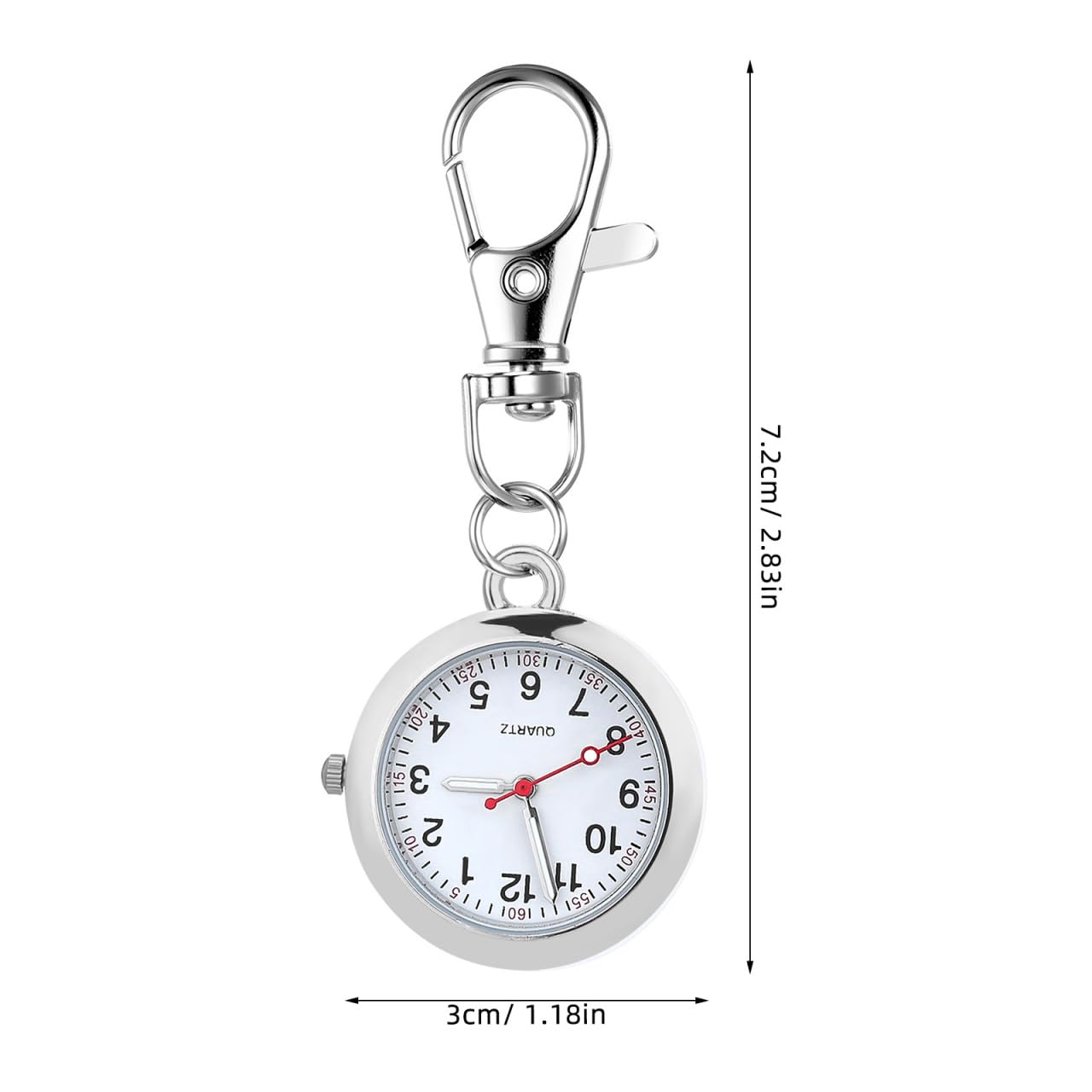 ULTECHNOVO Reloj De Enfermera De Bolsillo con Clip Reloj Colgante De Metal con Segundero para Enfermería Diseño Simple Y Elegante Tamaño Compacto 2.83X1.18X0.31In Accesorio Médico Práctico