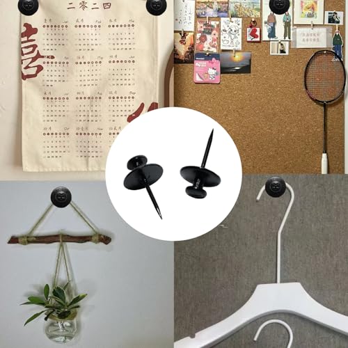 Image of 25 Pcs Black Push Pins, Double Head Nails Decorative Tacks , Sturdy and Track-Less Wall Tacks for Easy Picture Hanging(Star Pattern)