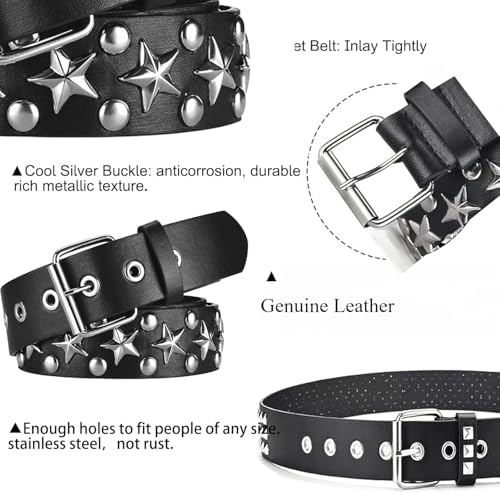 Studded Punk Y2K Goth Belt, Genuine Leather belts, for Men or Women2